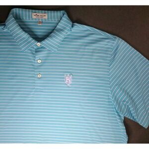 Peter Millar Summer Comfort Golf Polo Men's XL Blue Striped Performance Stretch